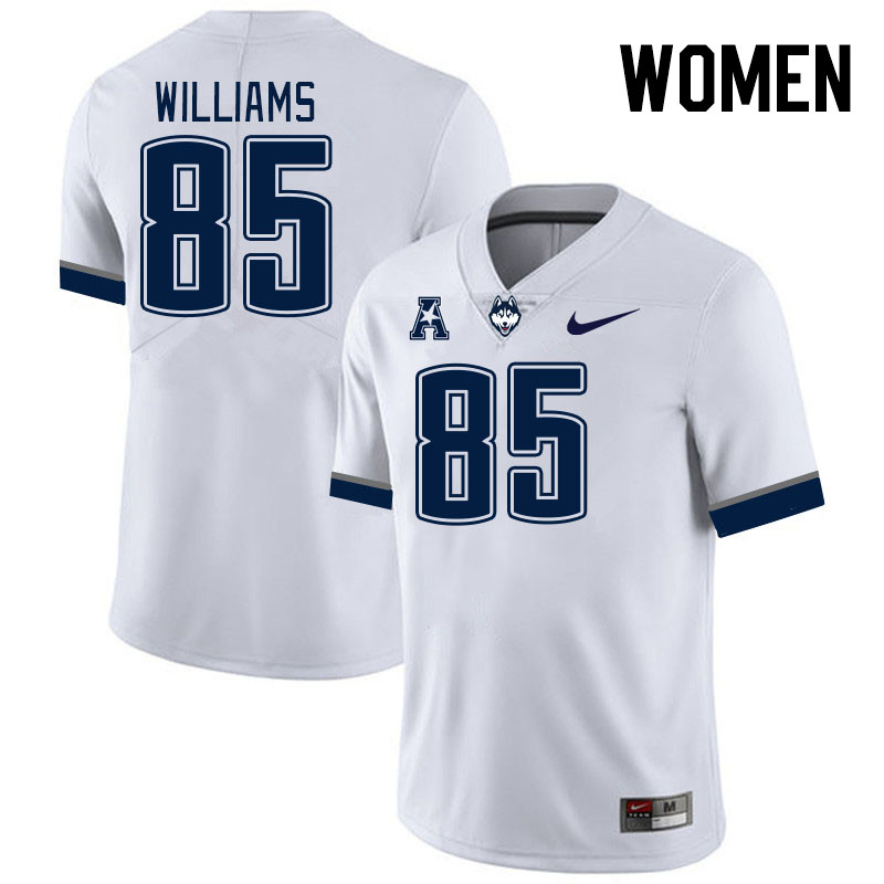 Women #85 Teddy Williams Connecticut Huskies College Football Jerseys Stitched Sale-White
